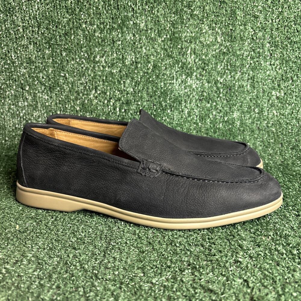 Hackett London 'Martin' Black Plain Leather Loafers Shoes Mens US 10 / EU 43
